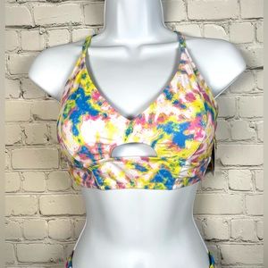 3/$20 NWT Jessica Simpson Tie Dye Cropped Cut Out Bikini Top M